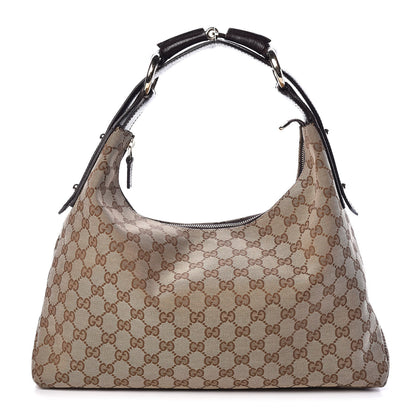 Gucci Monogram Medium Horsebit Chain Hobo Dark Brown 1 of 10