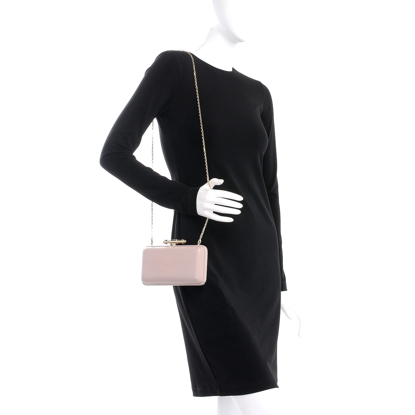 Sugar Goatskin Obsedia Minaudiere Clutch Nude Pink