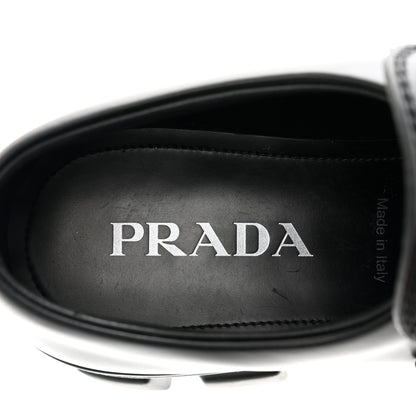 Prada Spazzolato Rois Metal Triangle Logo Mens Monolith 60mm Loafers 6 Black 7 of 10