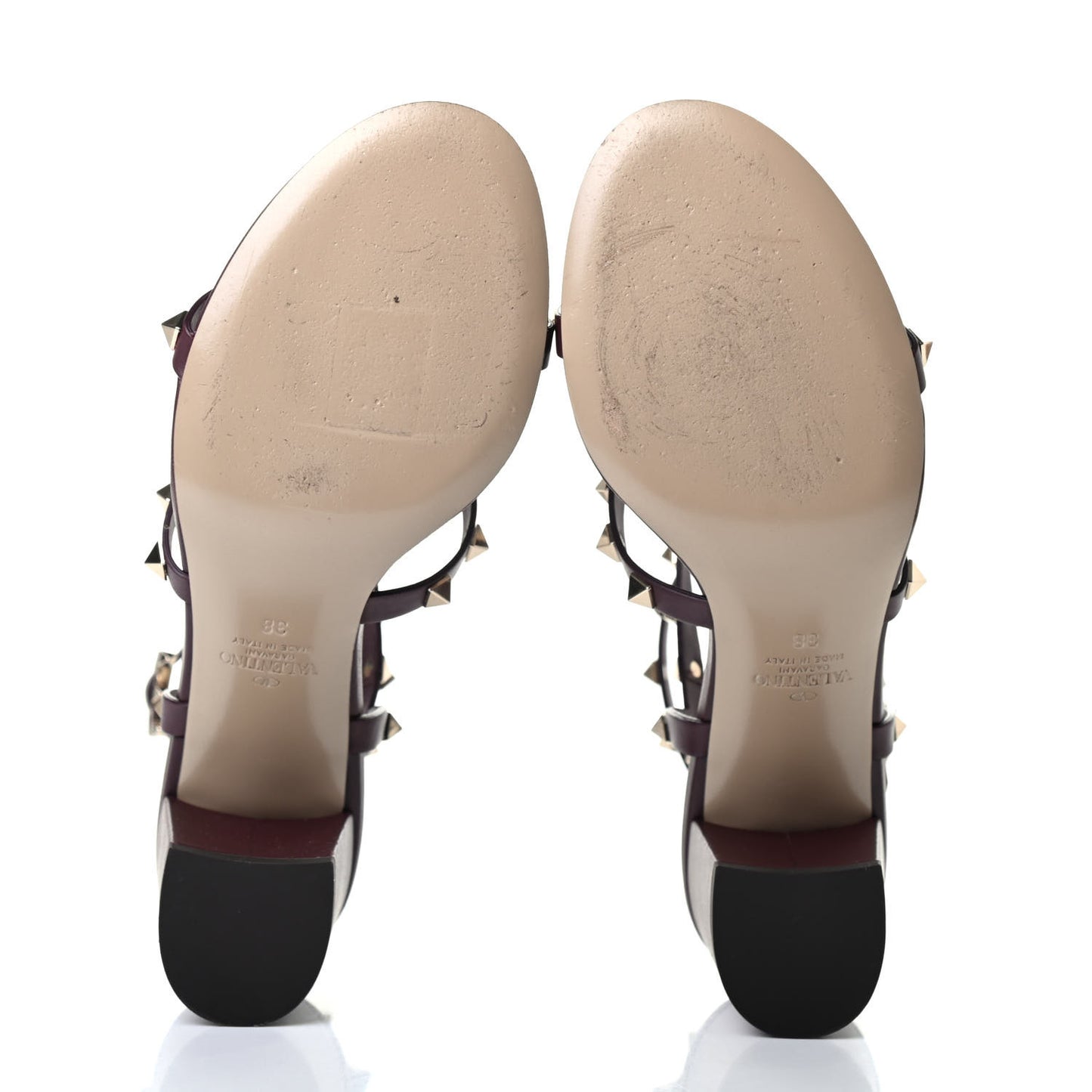 Calfskin Rockstud 60mm City Sandals 38 Rubin