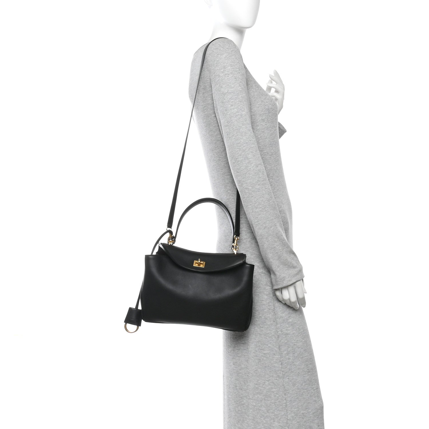 Balenciaga Natural Smooth Calfskin Small Rodeo Top Handle Handbag Black 2 of 9