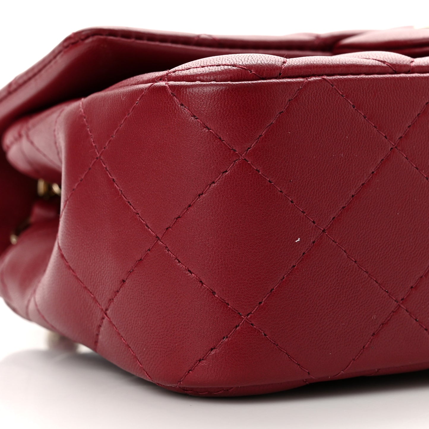 Lambskin Quilted Mini Rectangular Flap Burgundy