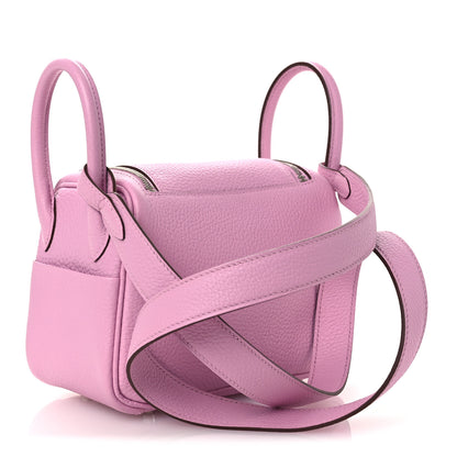 Hermes Taurillon Clemence Mini Lindy 20 Mauve Sylvestre 3 of 14