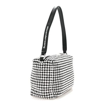 Alexander Wang Mesh Crystal Rhinestone Mini Heiress Pouch Black Silver 3 of 9