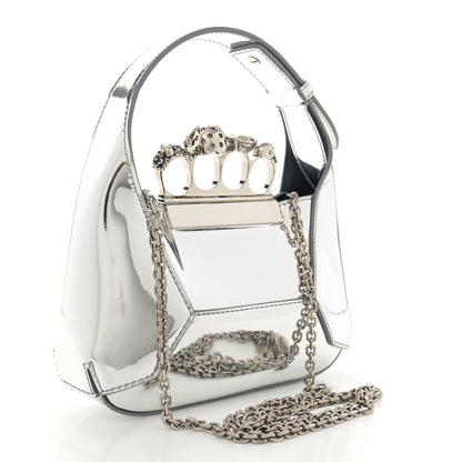 Alexander McQueen Metallic Jeweled Mini Hobo Bag Silver 3 of 10