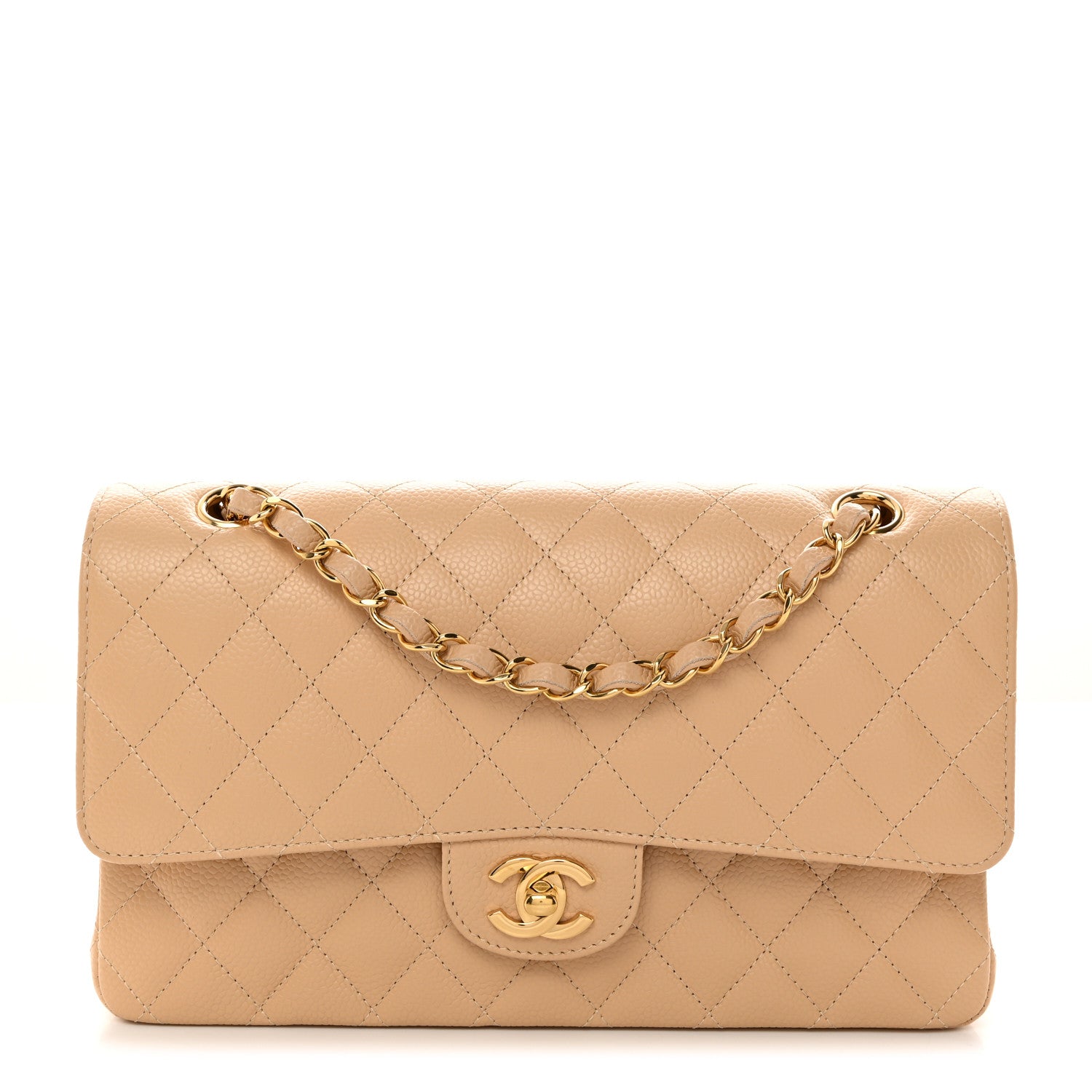 Chanel Caviar Quilted Medium Double Flap Beige 1 of 11