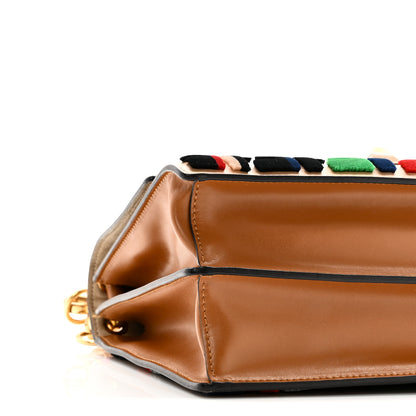 Fendi Vitello Liberty Velvet FF Multicolor Kan I Shoulder Bag Multicolor Cuoio 9 of 10
