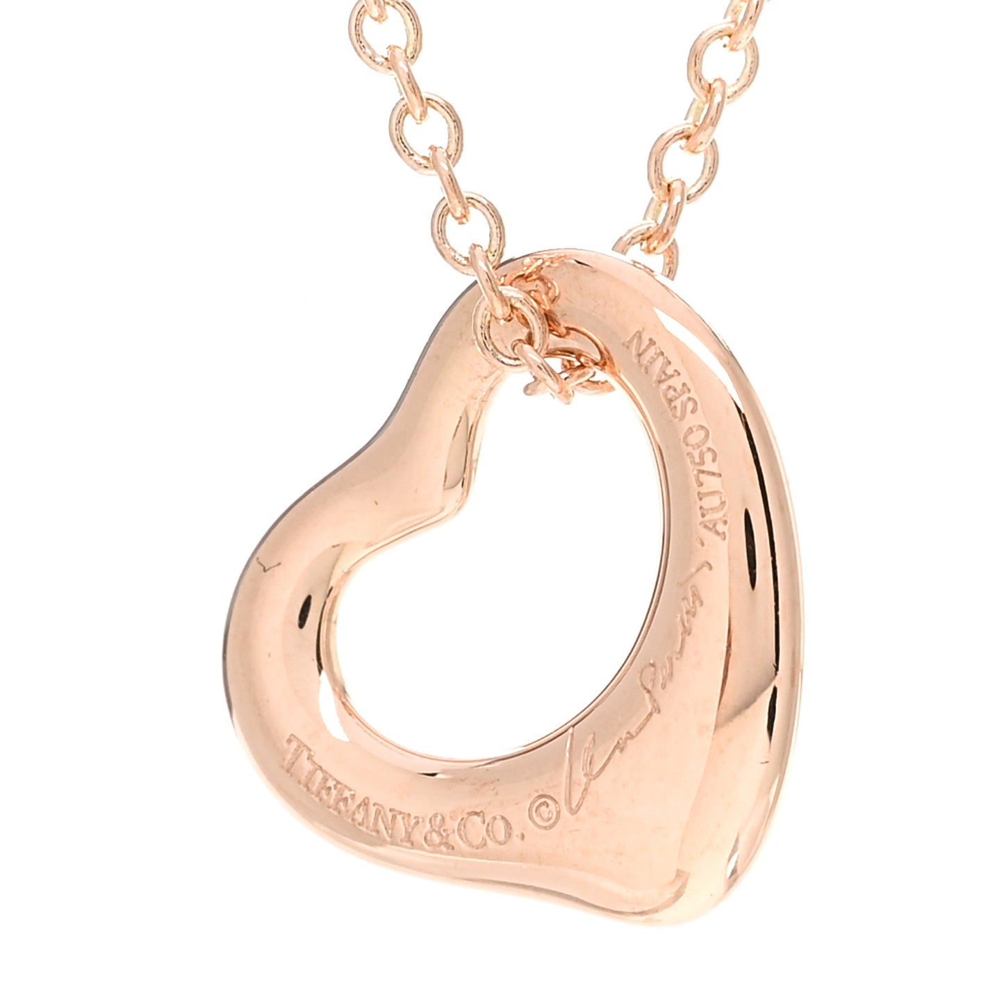 18K Rose Gold 11mm Elsa Peretti Open Heart Pendant Necklace