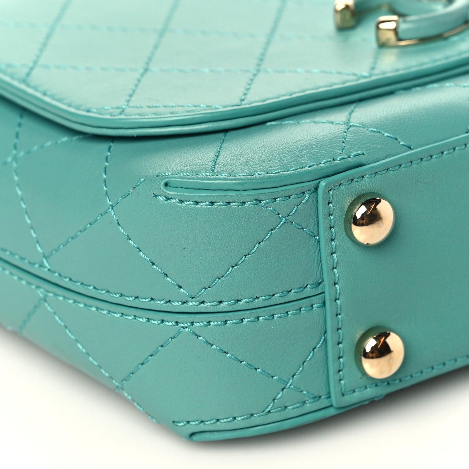 Chanel Calfskin Stitched Small Covered CC Flap Bag Green 8 of 9