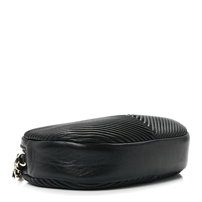 Chanel Lambskin Chevron Quilted Small Pleated Crush Camera Case Black 4 of 10