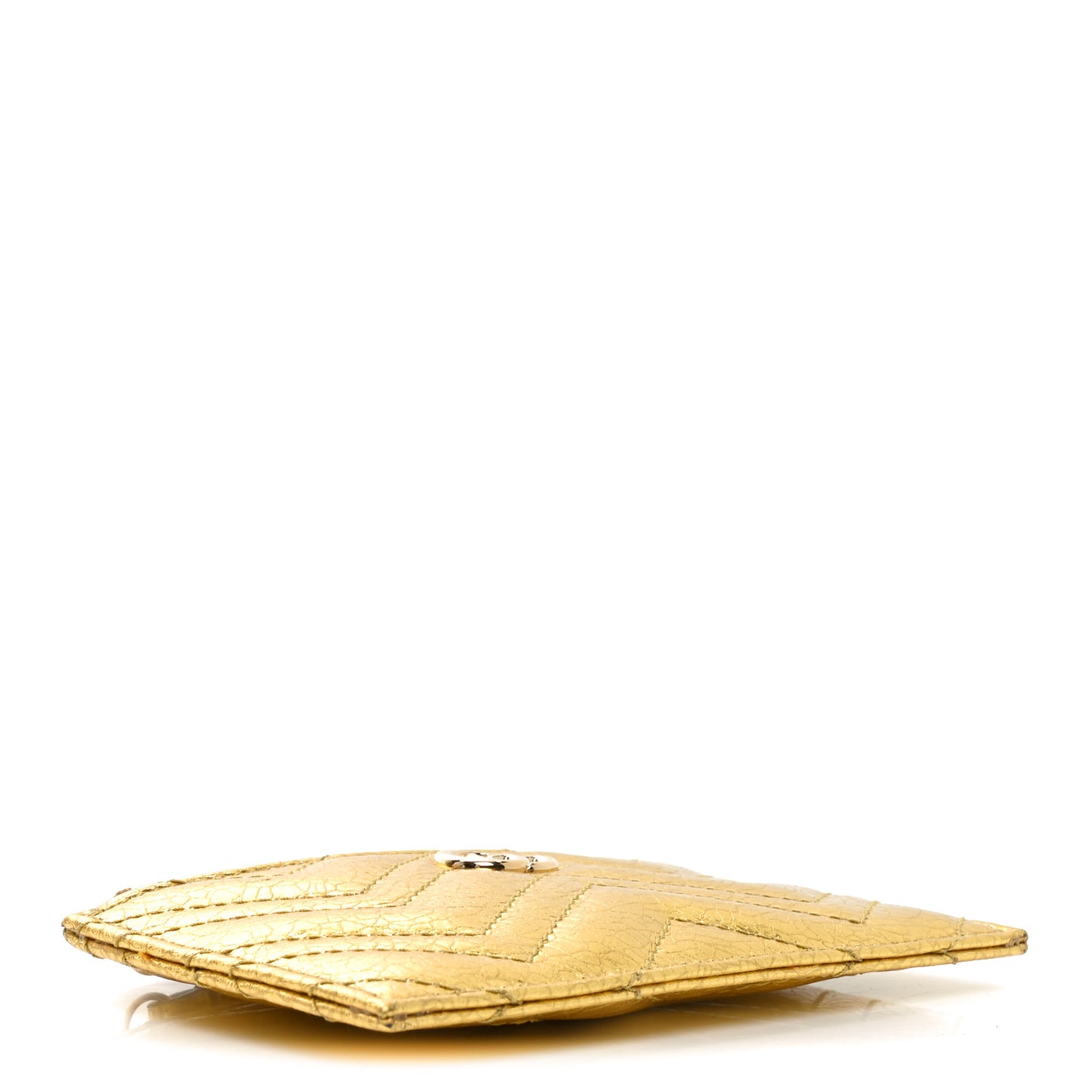 Metallic Crinkled Calfskin Matelasse GG Marmont Zip Key Pouch Gold