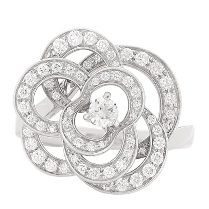 Chanel 18K White Gold Diamond Fil de Camelia Ring 51 5.75 1 of 7
