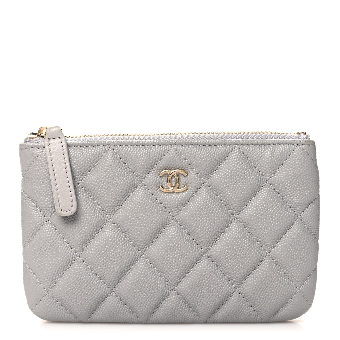 Caviar Quilted Small Cosmetic Case Grey
