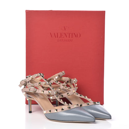 Valentino Garavani Calfskin Nappa Rockstud Ankle Strap 65mm Pumps 39.5 Light Stone Poudre 9 of 9