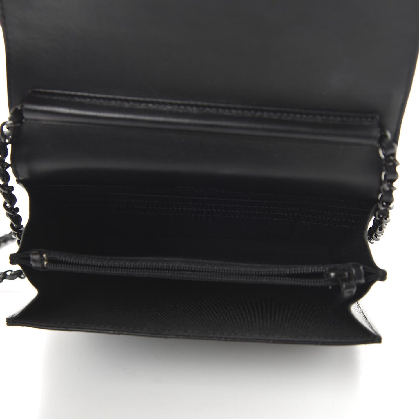 Aged Calfskin Chevron Quilted Reissue 2.55 Square Wallet On Chain WOC So Black