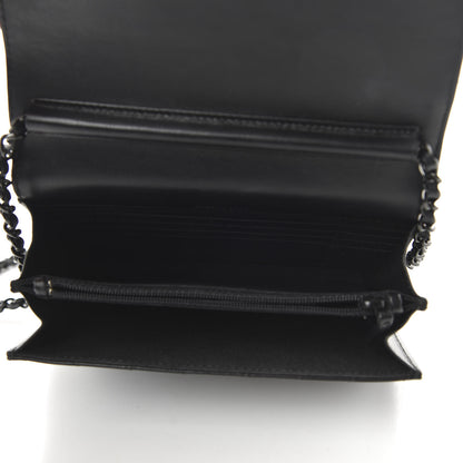Chanel Aged Calfskin Chevron Quilted Reissue 2.55 Square Wallet On Chain WOC So Black 5 of 11