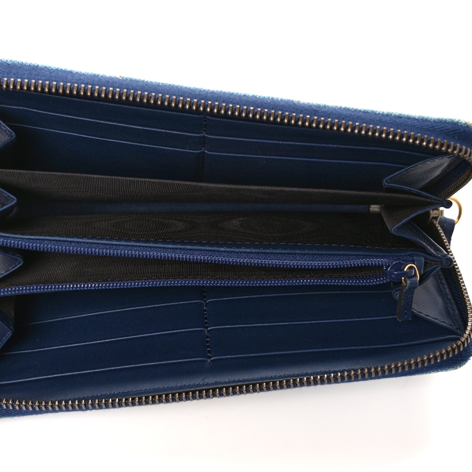 Gucci Denim Matelasse Pearly GG Marmont Zip Around Wallet Blue 5 of 9