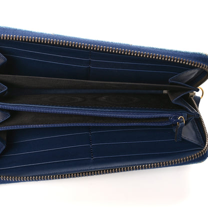 Gucci Denim Matelasse Pearly GG Marmont Zip Around Wallet Blue 5 of 9