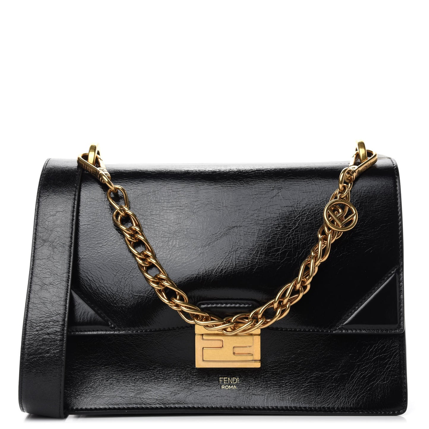 Agnello Old Shine F is Fendi Kan U Shoulder Bag Black
