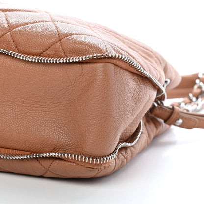 Chanel Caviar Quilted Expandable Zip Shoulder Bag Beige 35 of 43