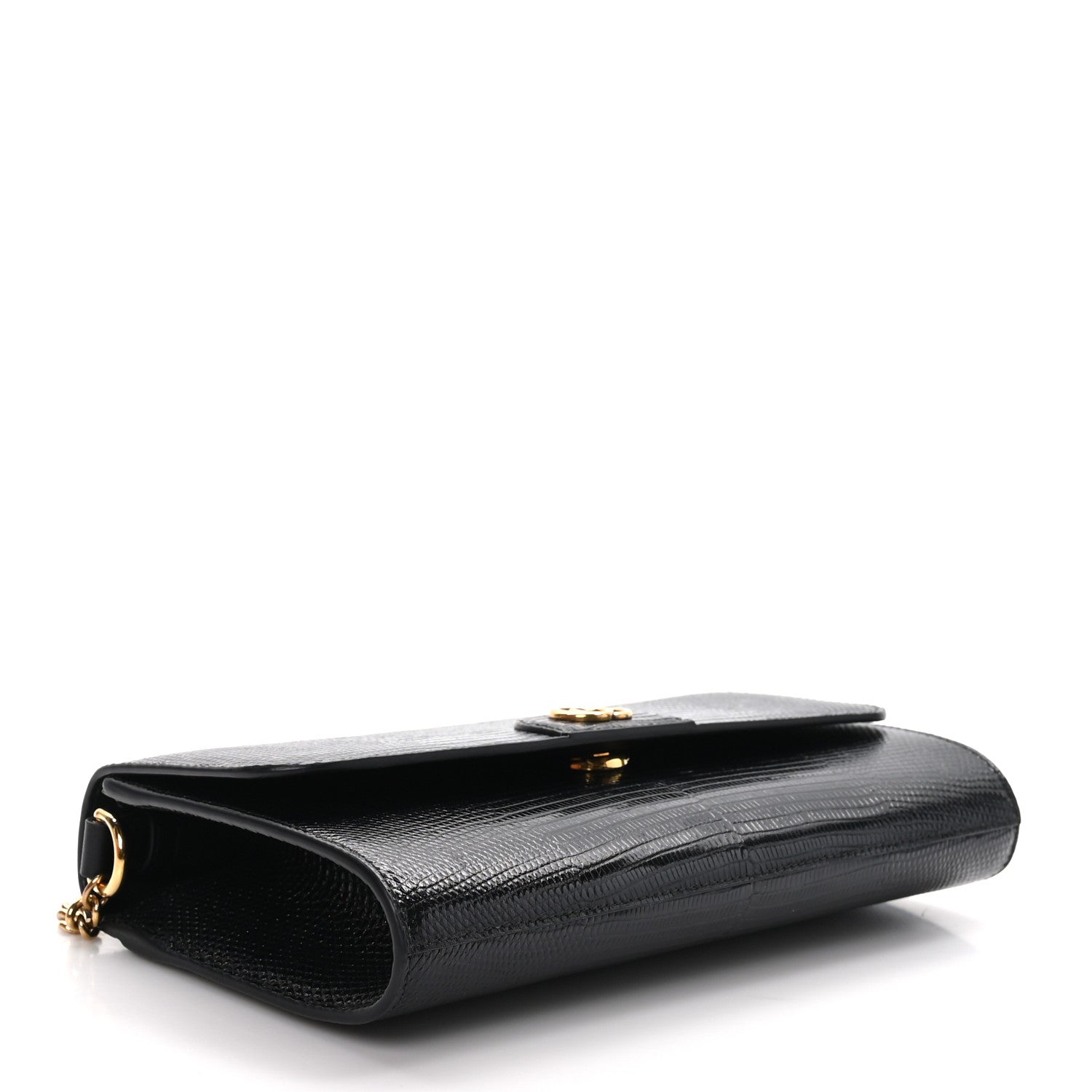 Gucci Calfskin Lizard Embossed Mini Diana Bamboo Top Handle Chain Bag Black 4 of 10