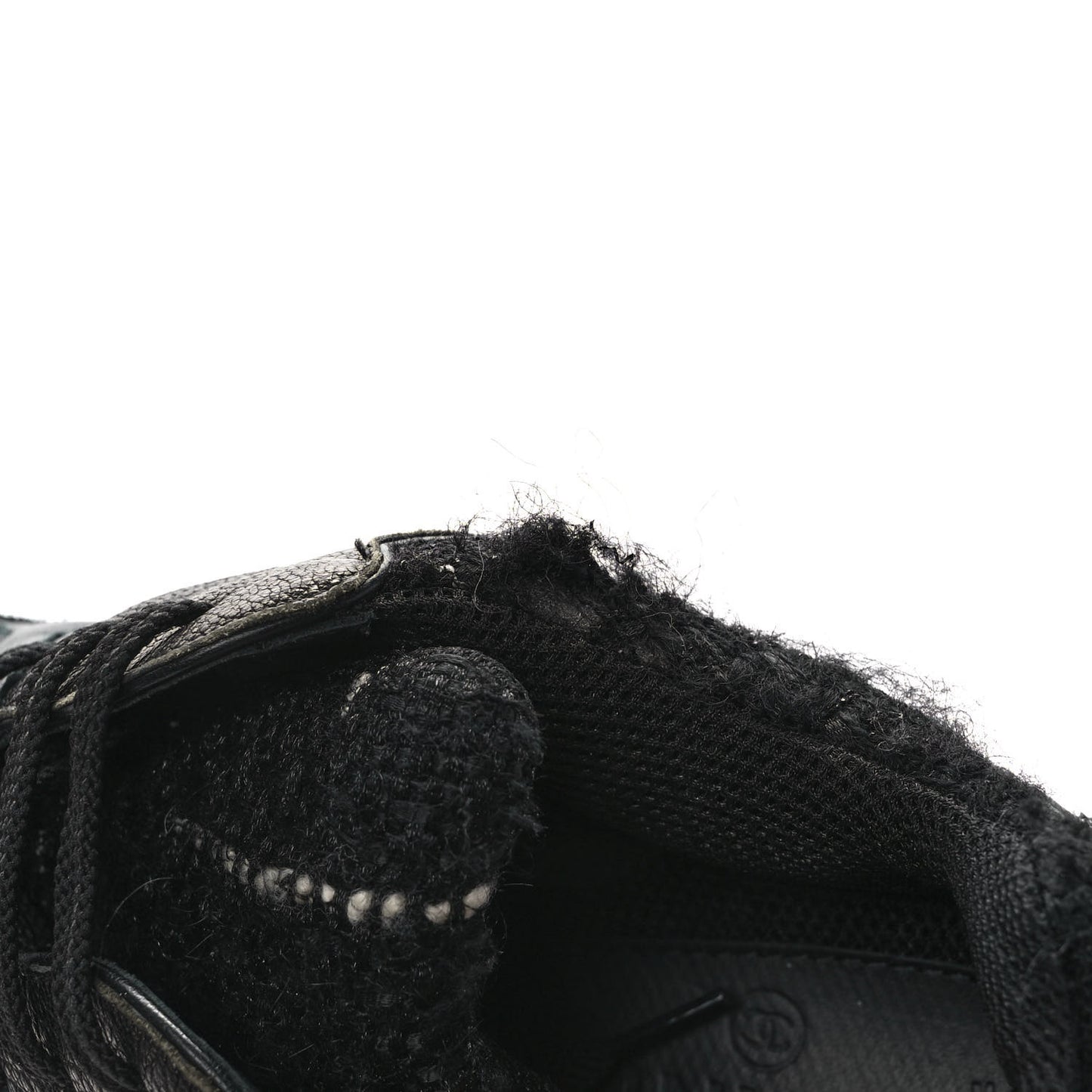 Tweed Suede Goatskin CC Sneakers 37.5 Black White