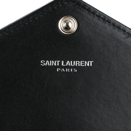 Saint Laurent Calfskin Matelasse Chevron Monogram Flap Wallet Black 6 of 8