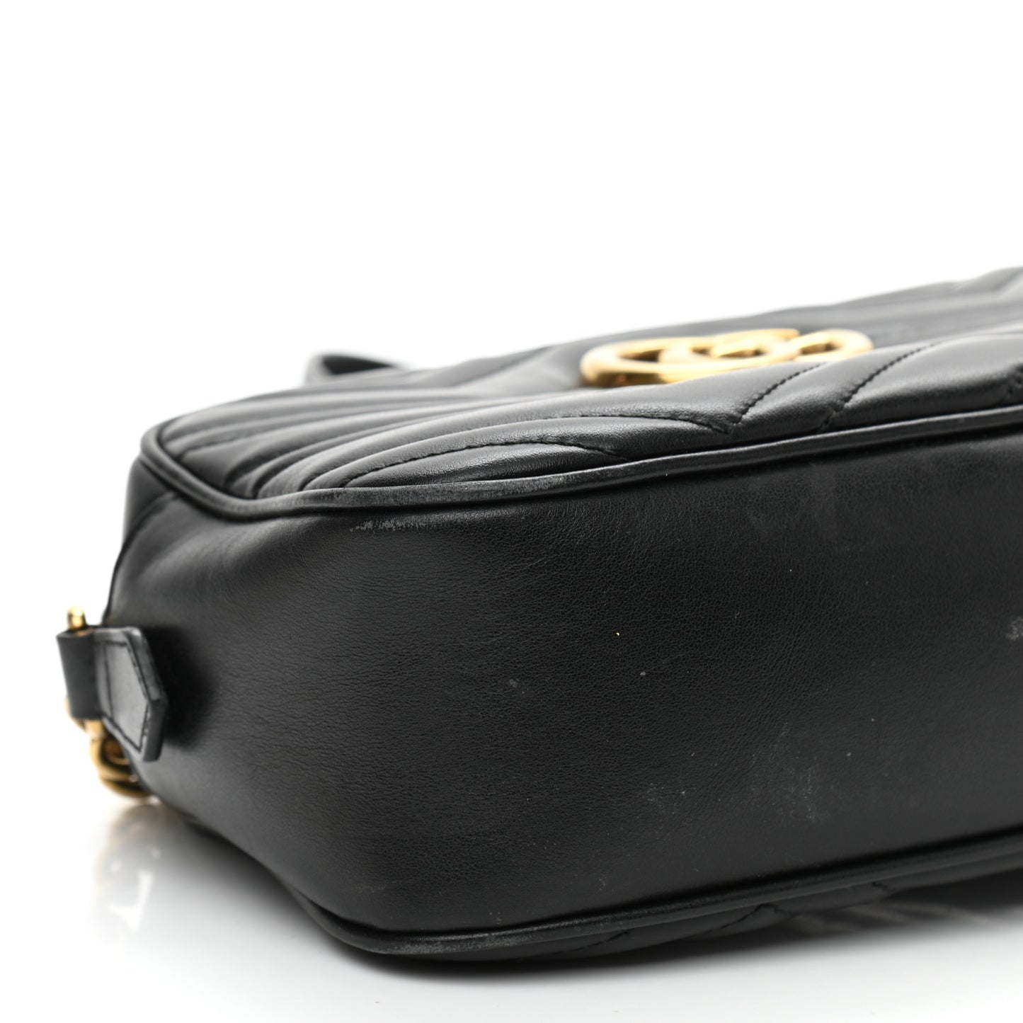Calfskin Matelasse Small GG Marmont Chain Shoulder Bag Black