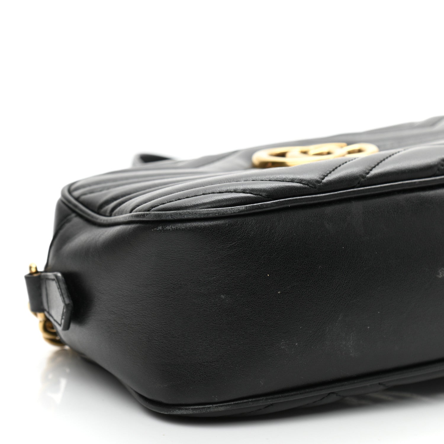 Gucci Calfskin Matelasse Small GG Marmont Chain Shoulder Bag Black 8 of 13