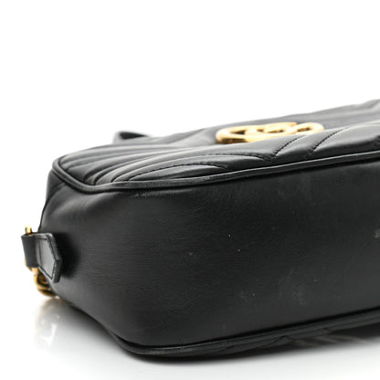 Gucci Calfskin Matelasse Small GG Marmont Chain Shoulder Bag Black 8 of 13
