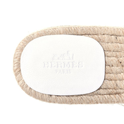 Hermes Nappa Ancone Espadrille Sandals 37 White Naturel 9 of 13
