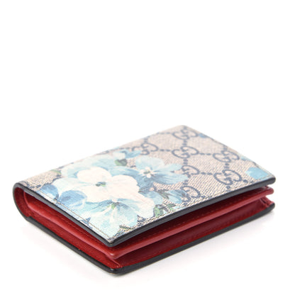 Gucci GG Supreme Monogram Blooms Card Case Beige Blue Navy Hibiscus Red 4 of 7