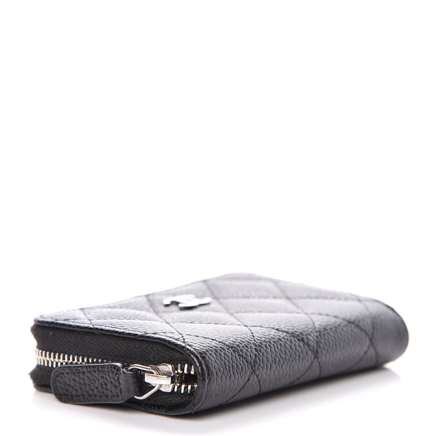 Caviar Quilted Zip Coin Purse Black