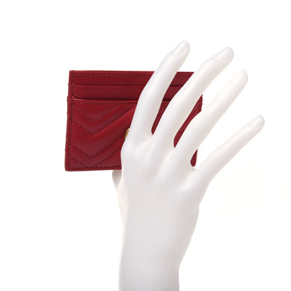 Gucci Calfskin Matelasse GG Marmont Card Holder Hibiscus Red 2 of 12