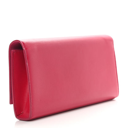 Saint Laurent Patent Grain De Poudre Classic Monogram Cassandre Clutch Fuchsia 3 of 8