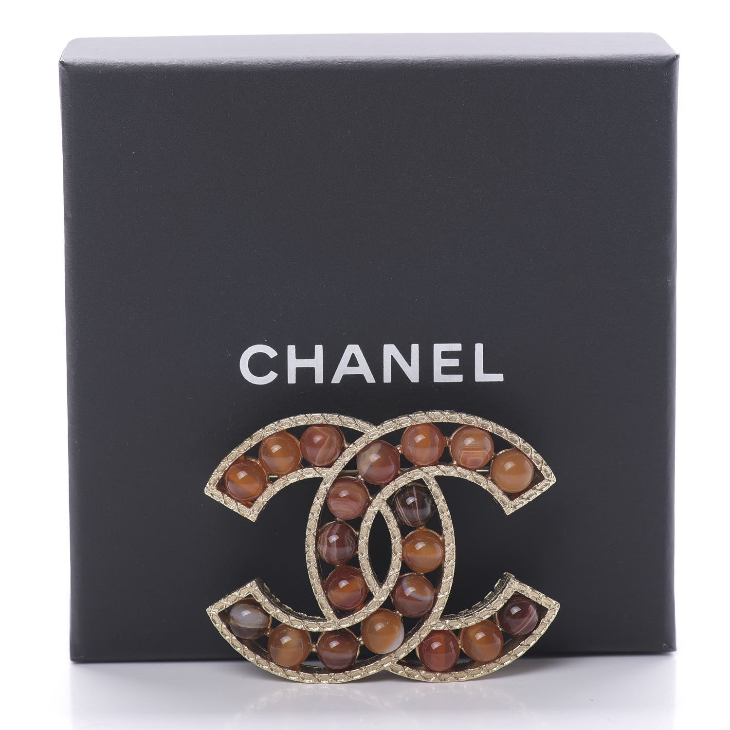 Chanel Bead CC Brooch Gold Orange 5 of 5