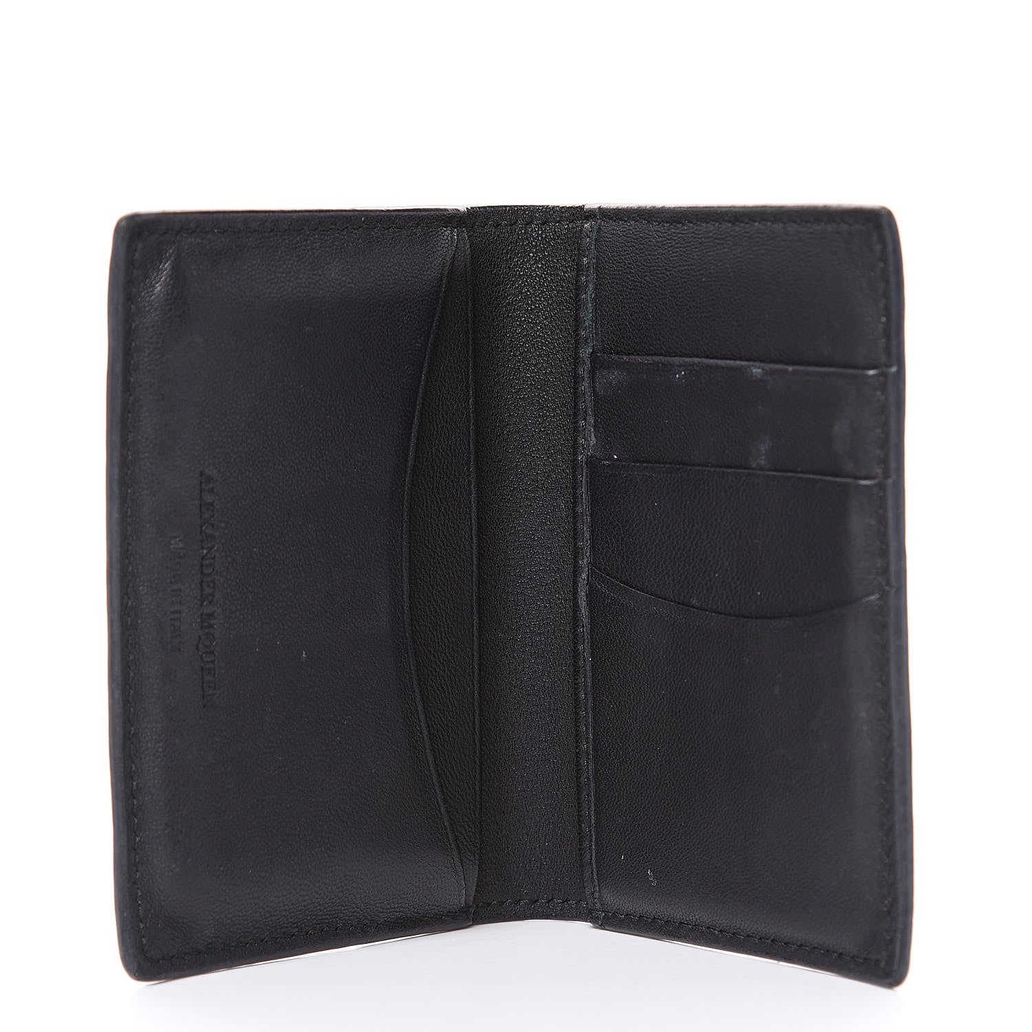 Alexander McQueen Metallic Textured Calfskin Skull Bi Fold Card Holder Silver 5 of 9