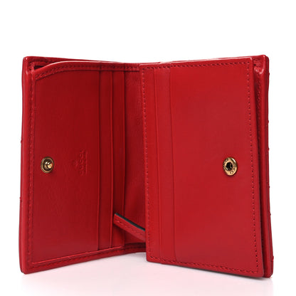 Gucci Calfskin Matelasse GG Marmont Card Case Wallet Hibiscus Red 5 of 11