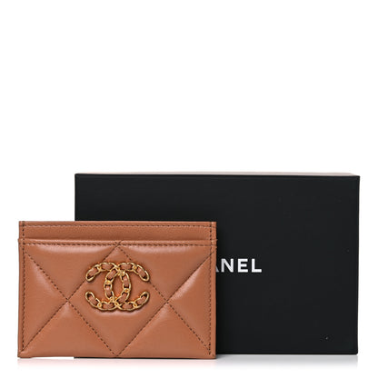 Chanel Lambskin Quilted Chanel 19 Card Holder Brown 9 of 9