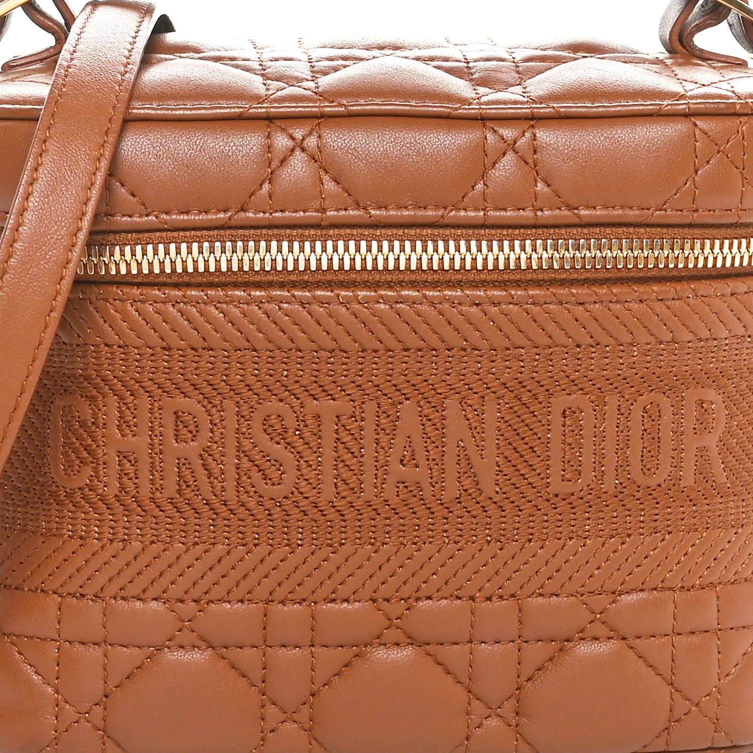 Christian Dior Lambskin Cannage Small Diortravel Vanity Case Cognac 7 of 9