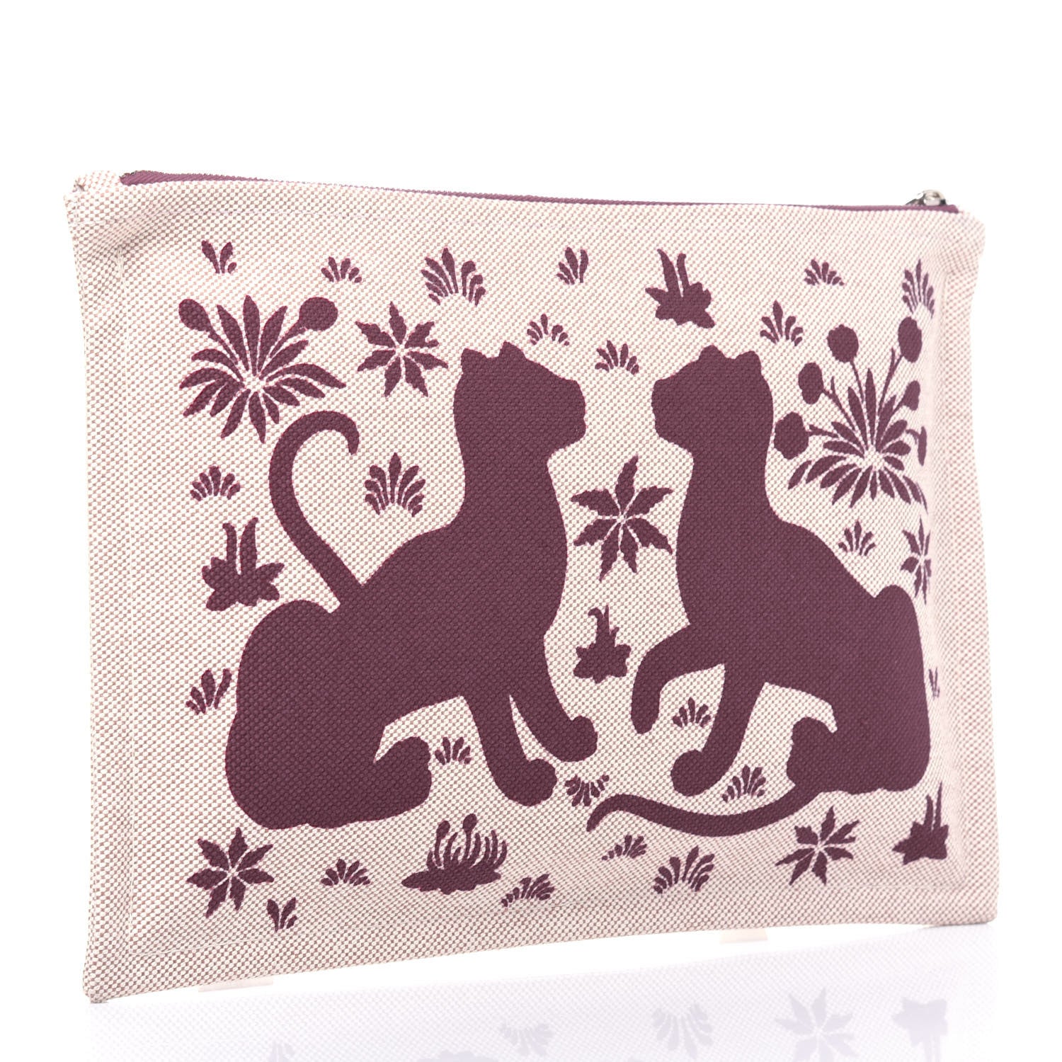 Hermes Toile Large Les Leopards Pouch Bougainvillier 3 of 9