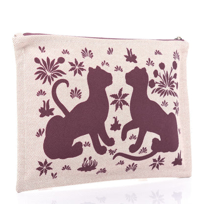 Hermes Toile Large Les Leopards Pouch Bougainvillier 3 of 9