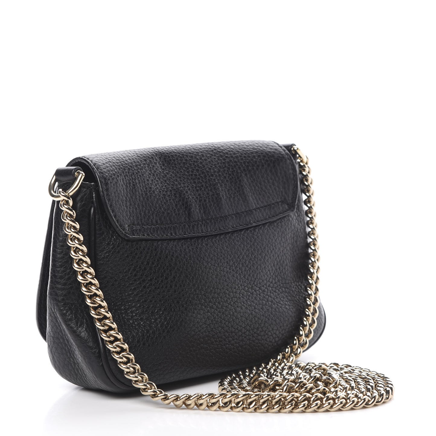 Pebbled Calfskin Small Soho Flap Crossbody Black