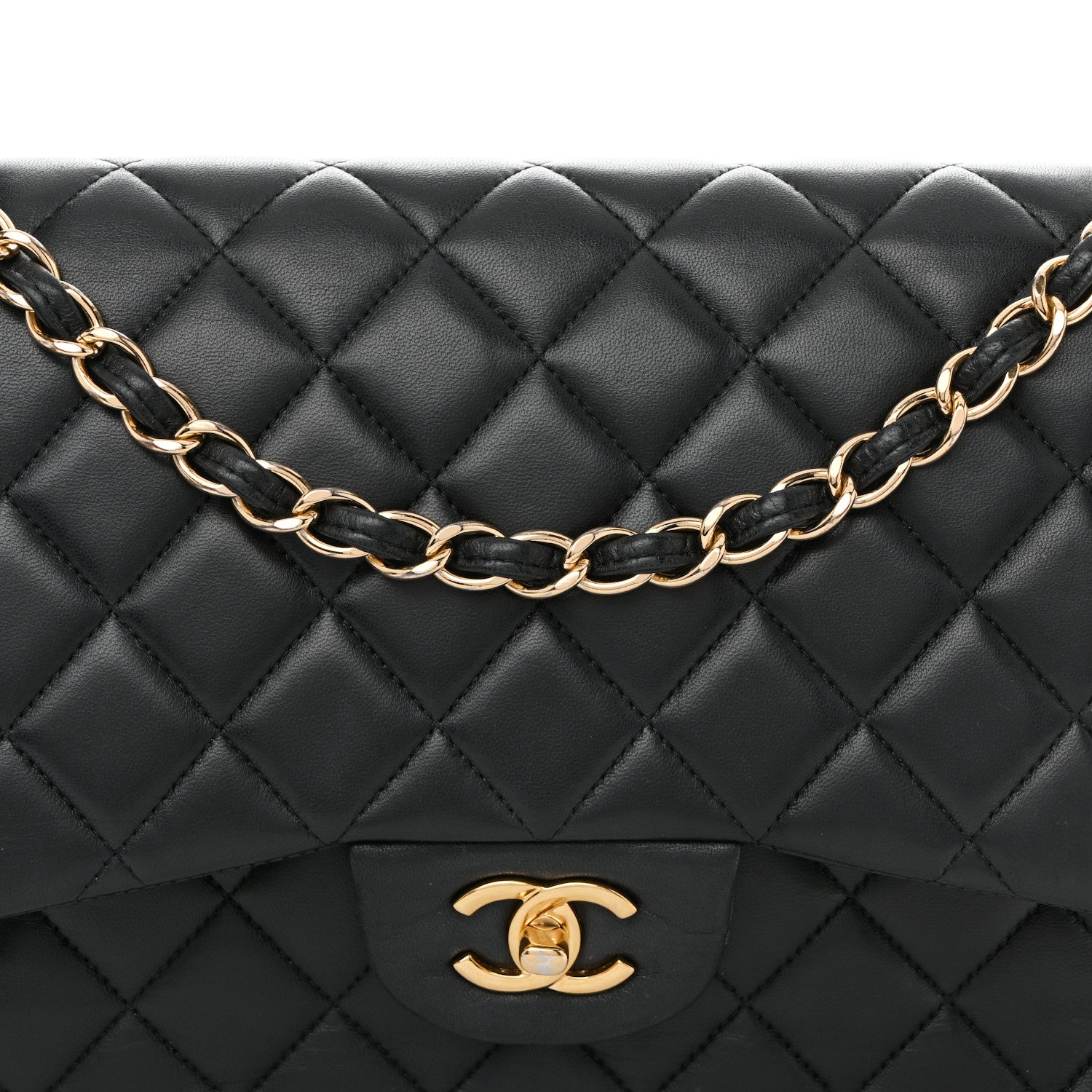 Chanel Lambskin Quilted Jumbo Double Flap Black 7 of 10