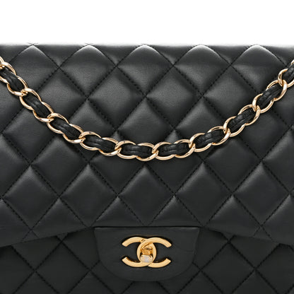 Chanel Lambskin Quilted Jumbo Double Flap Black 7 of 10