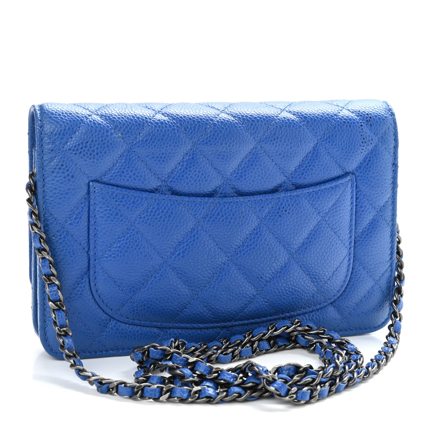 Caviar Quilted Wallet On Chain WOC Blue