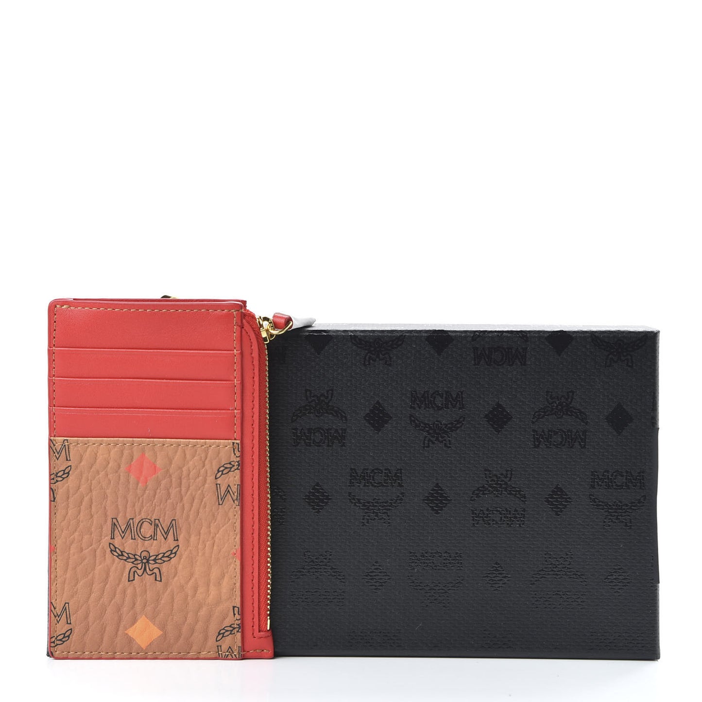 Skyoptic Visetos Mini Lanyard Card Case Holder Spectrum Diamond Cognac Red