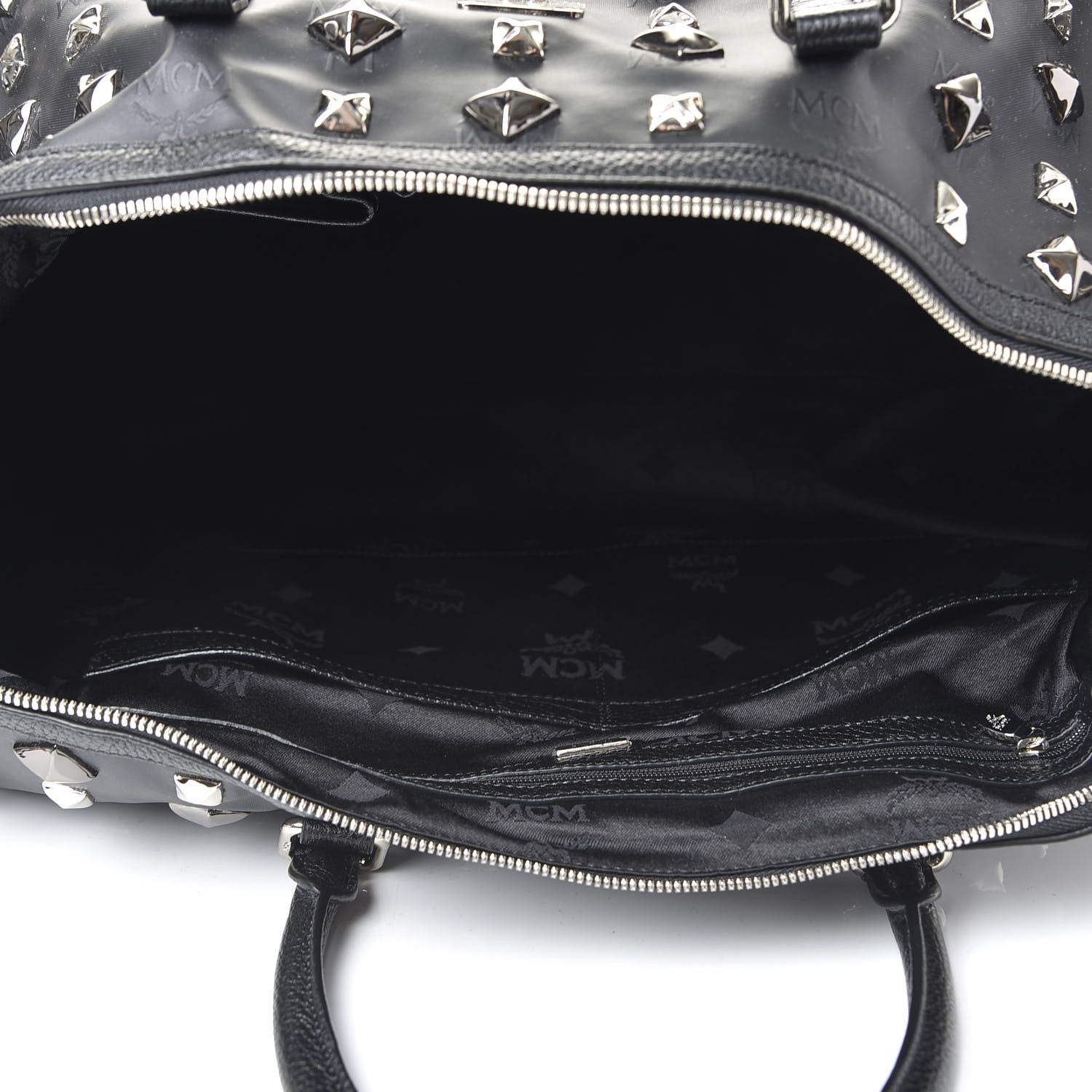MCM Monogram Coated Canvas Spiked Weekender Black 4 of 8