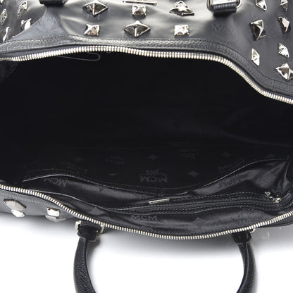 MCM Monogram Coated Canvas Spiked Weekender Black 4 of 8
