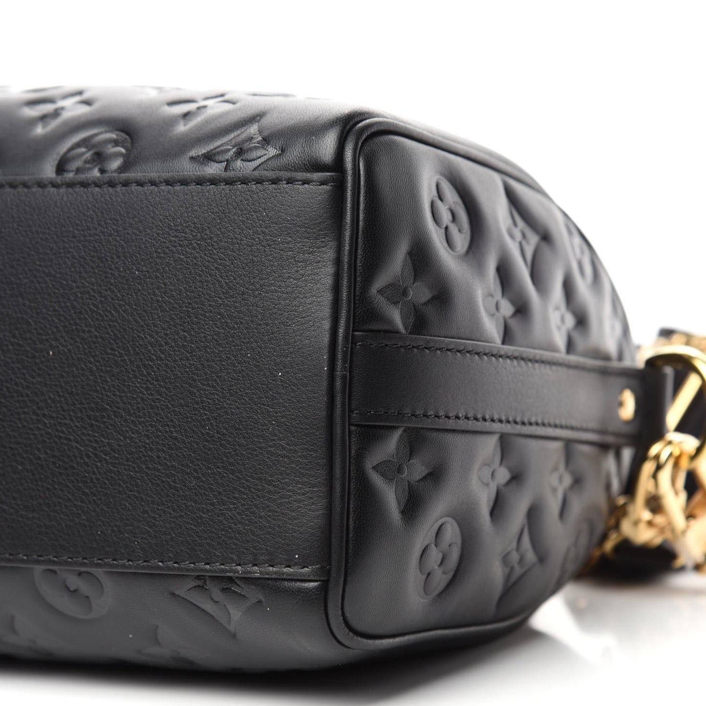 Lambskin Embossed Monogram Speedy 22 Bandouliere Black